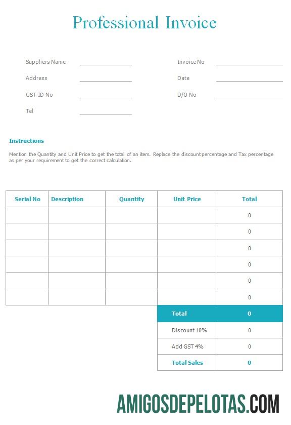 imprimível Modelo de fatura profissional grátis